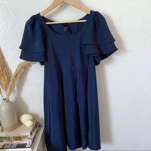 - H&M ruffle sleeve navy blue dress